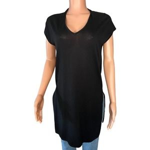 J Jill Tunic Shirt Women’s XS Black V-Neck Sleeveless Cotton Rayon Side Slits